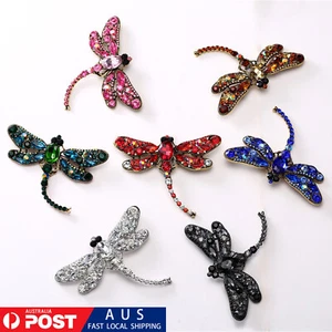 Women Luxury Jewelry Crystal Rhinestones Dragonfly Animals Brooch Pin Retro Gift - Picture 1 of 33