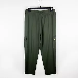 Chico's Ankle Womens Pants 2.5 Large 14 Green Pull On Cargo Pocket Drawstring - Picture 1 of 17
