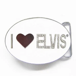 Gürtelschnalle - I Love Elvis - white silver - Picture 1 of 1