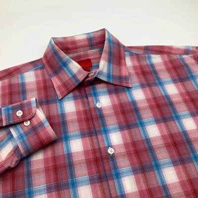 Camisa a Cuadros Saks Fifth Avenue Para Hombres Manga Larga Con Botones Rosa Talla XL Foto 1 de 4