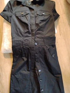 Burberry of London Black Button Down Dress Size 2 - Picture 1 of 6