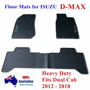 Heavy Duty Rubber Car Floor Mats for ISUZU D-MAX DMAX 2012-2022 Dual Cab Black - Picture 1 of 3