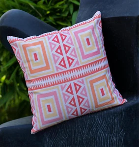 Copricuscino in cotone artistico geometrico cuscino lancio arredo casa 16x16 in set 1 pz - Foto 1 di 4