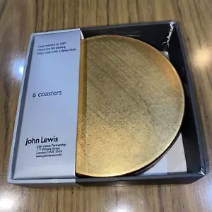 JOHN LEWIS COASTERS x6 GOLD COLOUR NEW BUT DAMAGED BOX 12cm - Picture 1 of 4