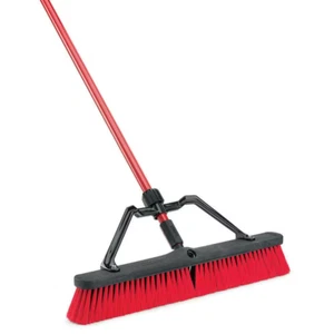 24 In. High Power Multi-Surface Push Broom Set with Brace and 60 In. Steel Handl - Picture 1 of 12