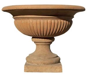 Copia vaso dell'800 baccellato terracotta - Terracotta round vase Florence 2552 - Imagen 1 de 1