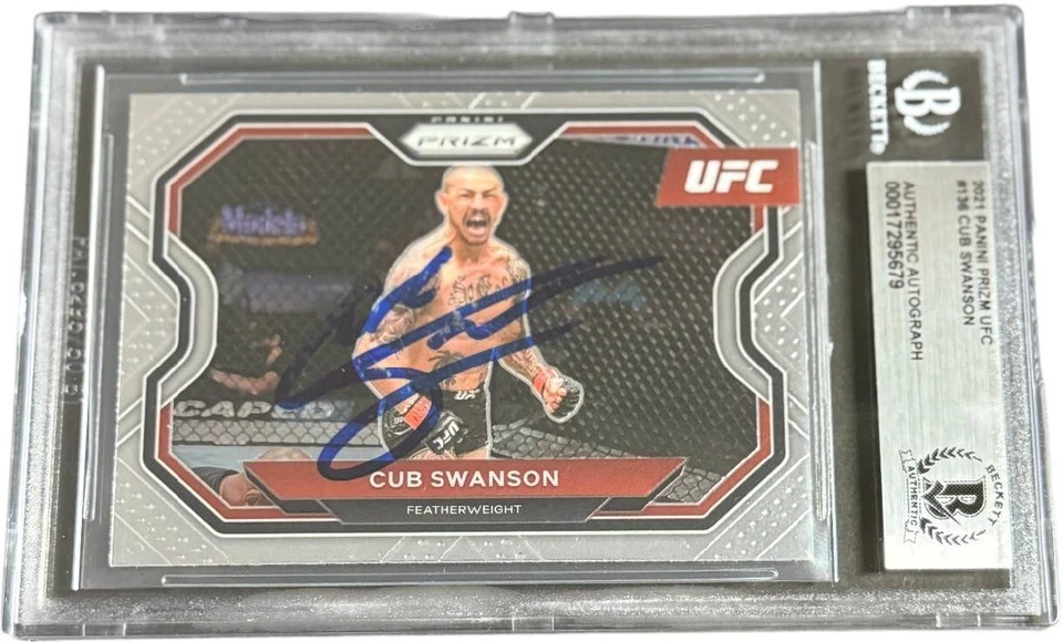 CUB SWANSON SIGNED 2021 PANINI PRIZM UFC CARD #136 BECKETT BAS 2 - Image 1 of 1