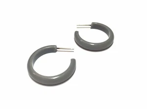 Dark Gray Skinny Perfect Hoop Earrings - Picture 1 of 6