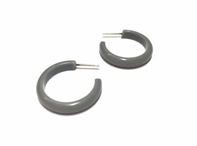 Dark Gray Skinny Perfect Hoop Earrings - Image 1 of 4