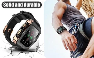 Metal Rugged Case+Silicon Bands for Apple Watch Series 9 8 7 6 5 4 SE 45mm 44mm - Picture 1 of 26