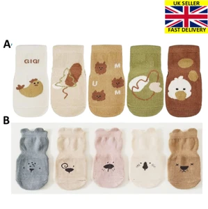 5x Non-Slip Boy Girl Toddler Socks with Animal Prints Anti-Skid Grips 1-3 years - Picture 1 of 8