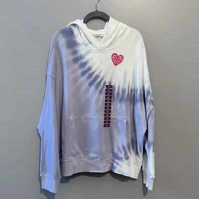 Wildfox Periwinkle White  Blue Tie Dye Hoodie Sweat Shirt Womens Sz Xl - Image 1 of 4