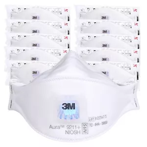 3M Aura Respiratore Particolato 9211+, N95, Confezione da 10 Respiratori Monouso, - Foto 1 di 5