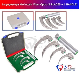 LARYNGOSKOP Faseroptisch MACINTOSH Diagnostisch Instrumente 4 Klingen + 1 Griff - Bild 1 von 5