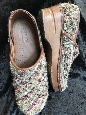 Zapato Zueco Wms SANITA Tilly Profesional Chenille Verde/Marrón Tweed Talla 38/7.5-8M Foto 1 de 4