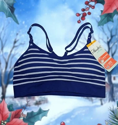 Playtex NURSING $34 Blue White STRIPED Bra Small Racerback Wirefree PULLOVER - Image 1 of 4