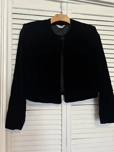 J.G. HOOK Women’s Size 12 Blazer Jacket One Button Velour Black Crop Vintage - Picture 1 of 9