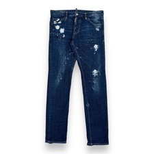 Dsquared2 Distressed Paint Splatter Blue Denim Jeans XL
