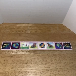 1996 Holographic Student Ruler EARTH TULIP BUTTERFLY w/ Multiplication Tables  - Picture 1 of 4