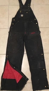 Vintage Carhartt Thrashed Faded Quilted Overalls 34 Grunge Trucker Biker 90s WIP USA - Bild 1 von 20