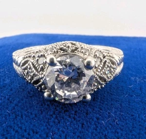 Antique vintage sterling silver 925 Size 7 With CZ And Filigree - Bild 1 von 15
