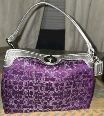 Y2K винтажный тренер оптический C металлический Pruple люрекс мини сумка с ремешком замок-вертушка - Изображение 1 из 4