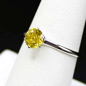 Anillo de boda de compromiso de diamantes amarillos canarios naturales de 1,01 quilates VS2 talla real 7,5 - Imagen 1 de 18