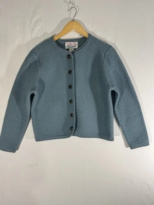 VINTAGE Tally Ho Cardigan Sweater Women's PS Sage Green Wool Cable Knit Classic - Image 1 of 4