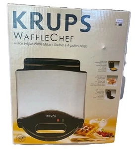 NEW IN BOX!! KRUPS F654 F 654 BREAKFAST LINE BELGIAN WAFFLE CHEF MAKER 4-SLICE - Picture 1 of 6