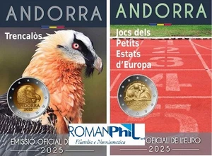 2025 - Coppia 2 euro Andorra -Giochi dei piccoli Stati e Gipeto barbuto - Afbeelding 1 van 1
