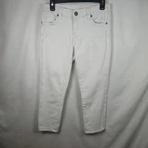 Women's KUT Bardot Skinny Boyfriend White Denim Capri Jeans Size 2 - Picture 1 of 7