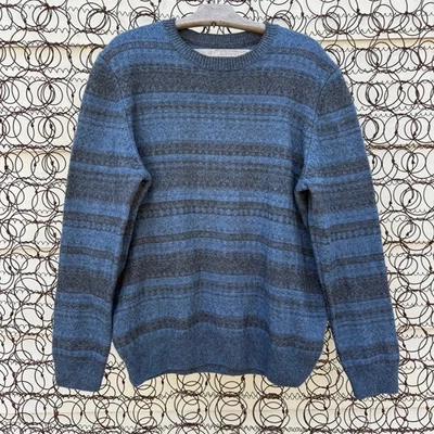 Jos A. Suéter Bank Reserve Azul Carbón Rayas Mezcla Lana Cuello Redondo XXL Foto 1 de 4