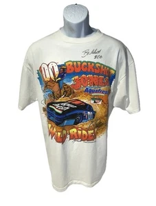 Vintage SIGNED Buckshot Jones NASCAR T Shirt XL 46 Chest 2 Sided Single Stitch - Picture 1 of 20