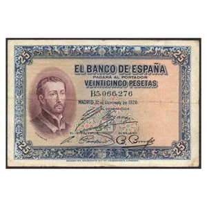 B0951# España 1926 [BLL] 25 pesetas. Alfonso XIII. San Francisco Javier (MBC--) - Imagen 1 de 2