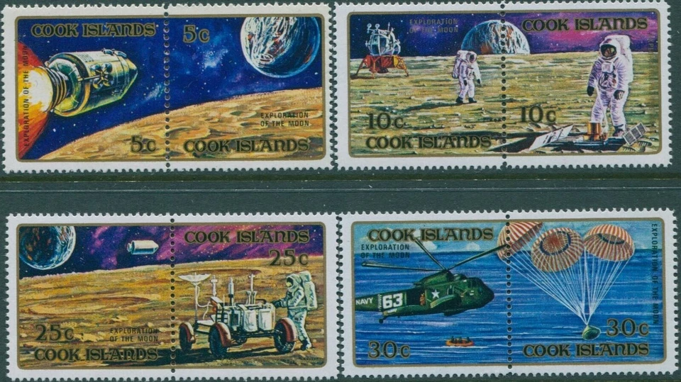 Cook Islands 1972 - Apollo Moon Exploration - Set of 8 - 4  Joined Pairs - MNH - Image 1 of 1