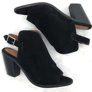 Frye Courtney Sling Suede Peeptoe Block Heel Shootie Bootie SZ 10 US Black NWOT - Picture 1 of 8