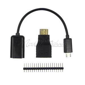 Raspberry Pi Zero Kit Mini HDMI to HDMI Adapter + Micro USB+GPIO Header 3 in 1 - Bild 1 von 9