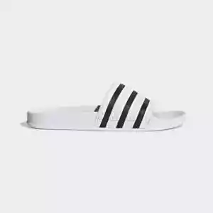 Adidas Originals Adilette White Black Slides Sliders Sandals RRP £35 - Picture 1 of 10