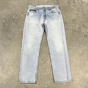 Vtg 90s Levis 501 Jeans Mens Sz 36x32 ( 34x31 Actual ) Light Wash USA Distressed - Picture 1 of 15