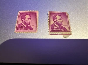 Abraham Lincoln 4 Cent Stamp Purple Very Rare LOT OF 2 - Picture 1 of 6