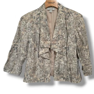 Dressbarn Women's snakeskin print 3/4 sleeves open front blazer - medium - Picture 1 of 10