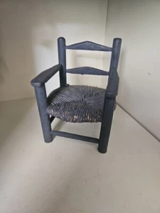 Wooden Woven Rush Seat Ladder Back Doll Chair 7” T x 5” W 5.5" D Doll Bear Chair - Picture 1 of 7