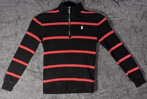 Polo Ralph Lauren Boys Size 6 Black/Red Stripe  Pullover 1/4 Zip Sweater - Picture 1 of 5