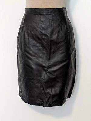 Hugo Buscati Black Leather Pencil Skirt Size 8 - Image 1 of 4