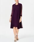 New $109 R & M Richards Women's Embellished Illusion Half Sleeve Dress A2345