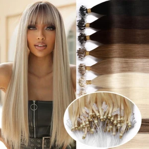 100% Remy Echthaar Microring Extensions Haarverlängerung Micro Loop 200Strähnen - Bild 1 von 35