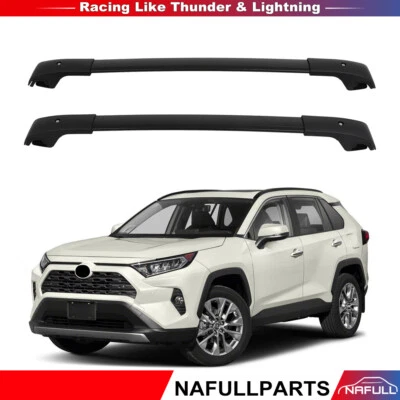 FIT FOR TOYOTA RAV4 Roof Rails Luggage Port Rack Bar Black 2014-2019 2pcs - Image 1 of 4