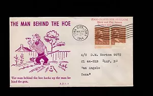 WWII Patriotic Man Hoe 1944 Iowa City 1.5c Pair Red Print Prexy Prexie Cover 2o - Picture 1 of 2