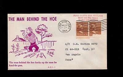 Hombre Patriótico de la Segunda Guerra Mundial Hoe 1944 Iowa City 1.5c Par Rojo Print Prexy Prexie Cover 2o Foto 1 de 2