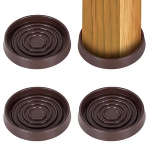 3x3 Inch Non-Slip Furniture Pads Caster Cups for Bed Chair Table Rubber - Picture 1 of 7